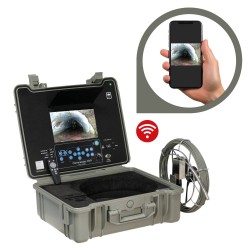 Régie vidéo Tubicam R23 HD ouverte avec écran 10 pouces, touret de jonc et retransmission Wi-Fi sur smartphone