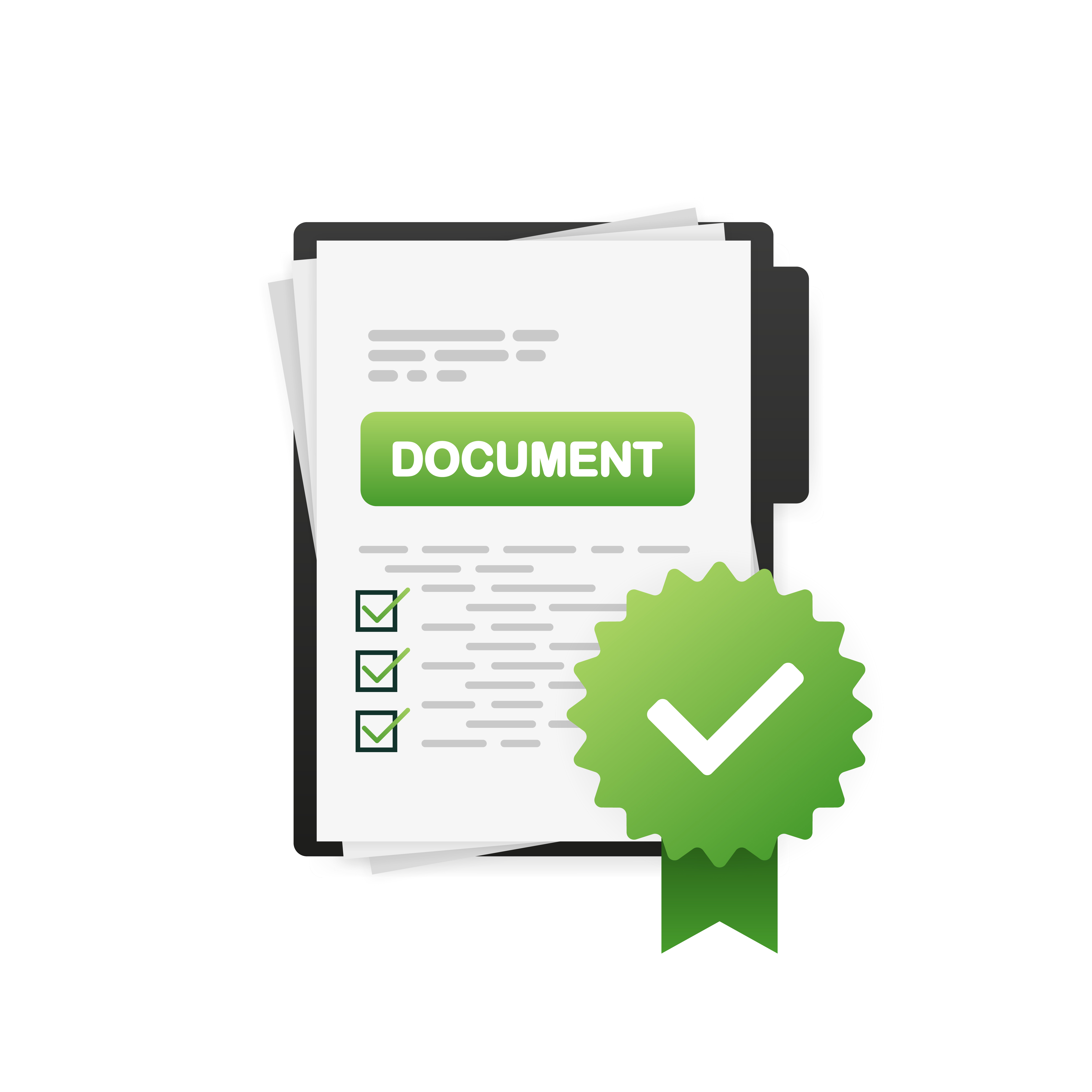 Logiciel de rapport d'inspection vidéo de canalisation représenté par un document à cases cochées et un sceau de conformité vert